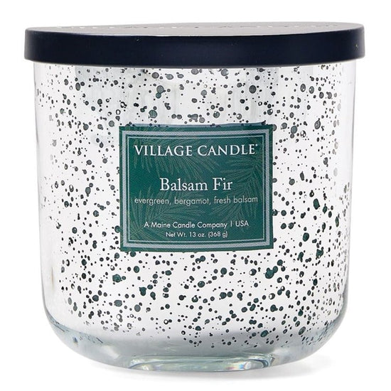 Village Candle Balsam Fir Mercury Glass Black Lid