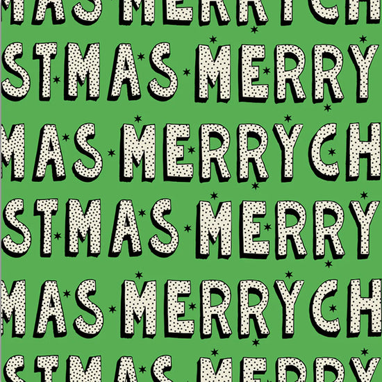 Uniqueco Printed Elf Merry Christmas Green Roll of Wrap 2m