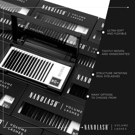 Roll over image to zoom in Nanolash Volume Lashes - false lashes for professional eyelash extensions, volume eyelash extensions (0.10 C, MIX 6-13mm)