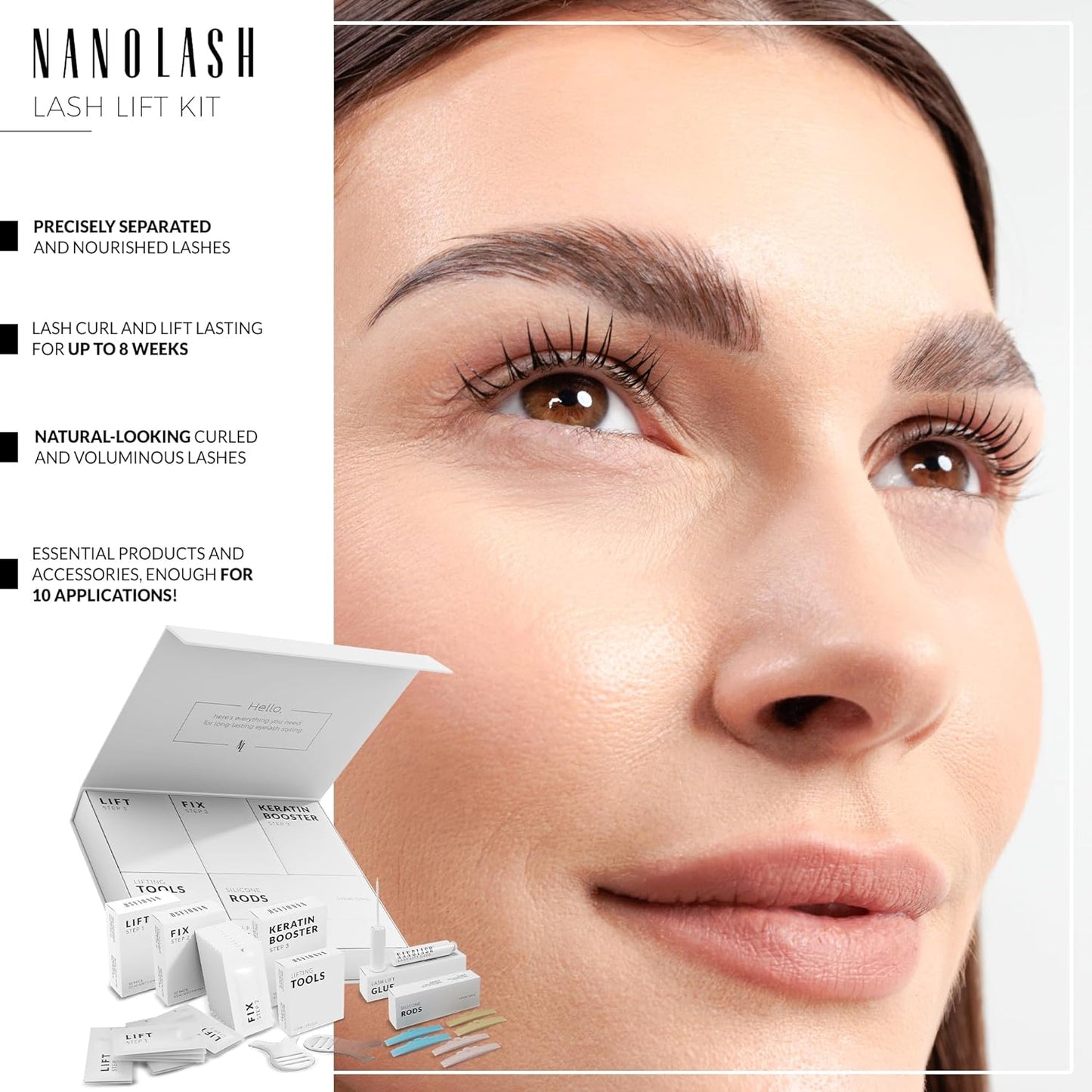 Nanolash Lash Lift Kit - professional eyelash lifting kit, DIY kit for eyelash lifting at home and in the salon, DIY eyelash lamination, lash curling kit