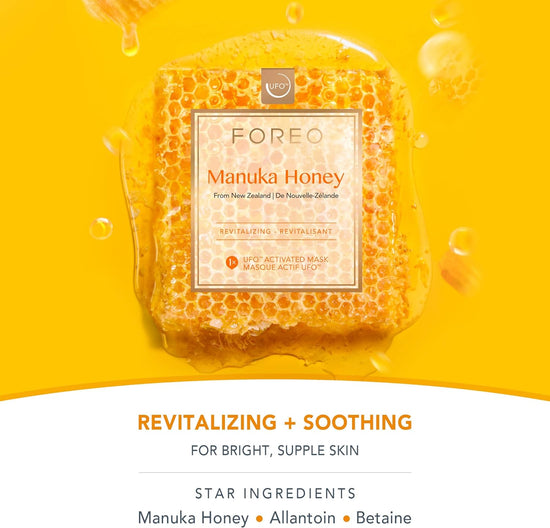 FOREO Manuka Honey UFO Activated Facial Mask for Dull and Fatigued Skin, 6 pack, Anti-Aging, Soothing, Manuka Honey & Allantoin, Cruelty-Free, Clean Formula, Compatible with all UFO devices
