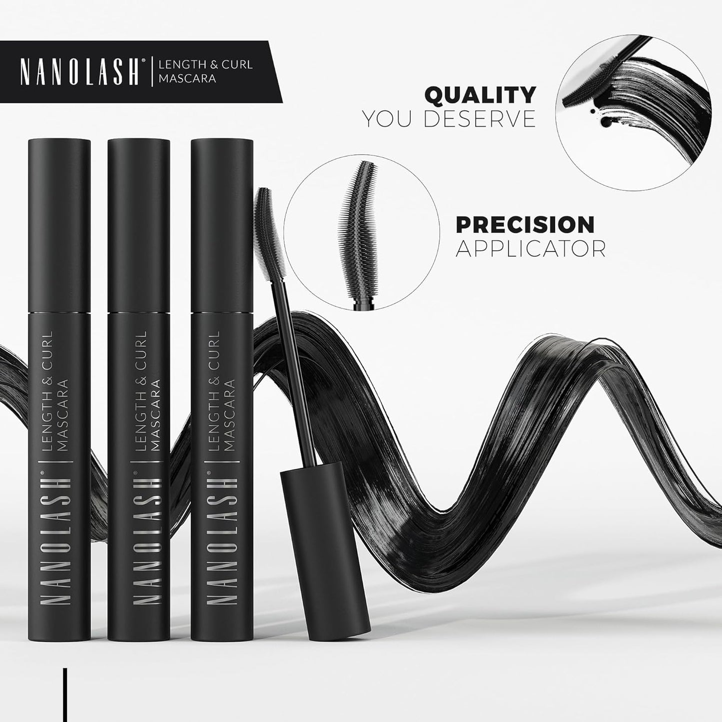 Nanolash Length&Curl Mascara 10 ml - lengthening and curling mascara, the effect of perfectly long and perfectly curled eyelashes, black mascara