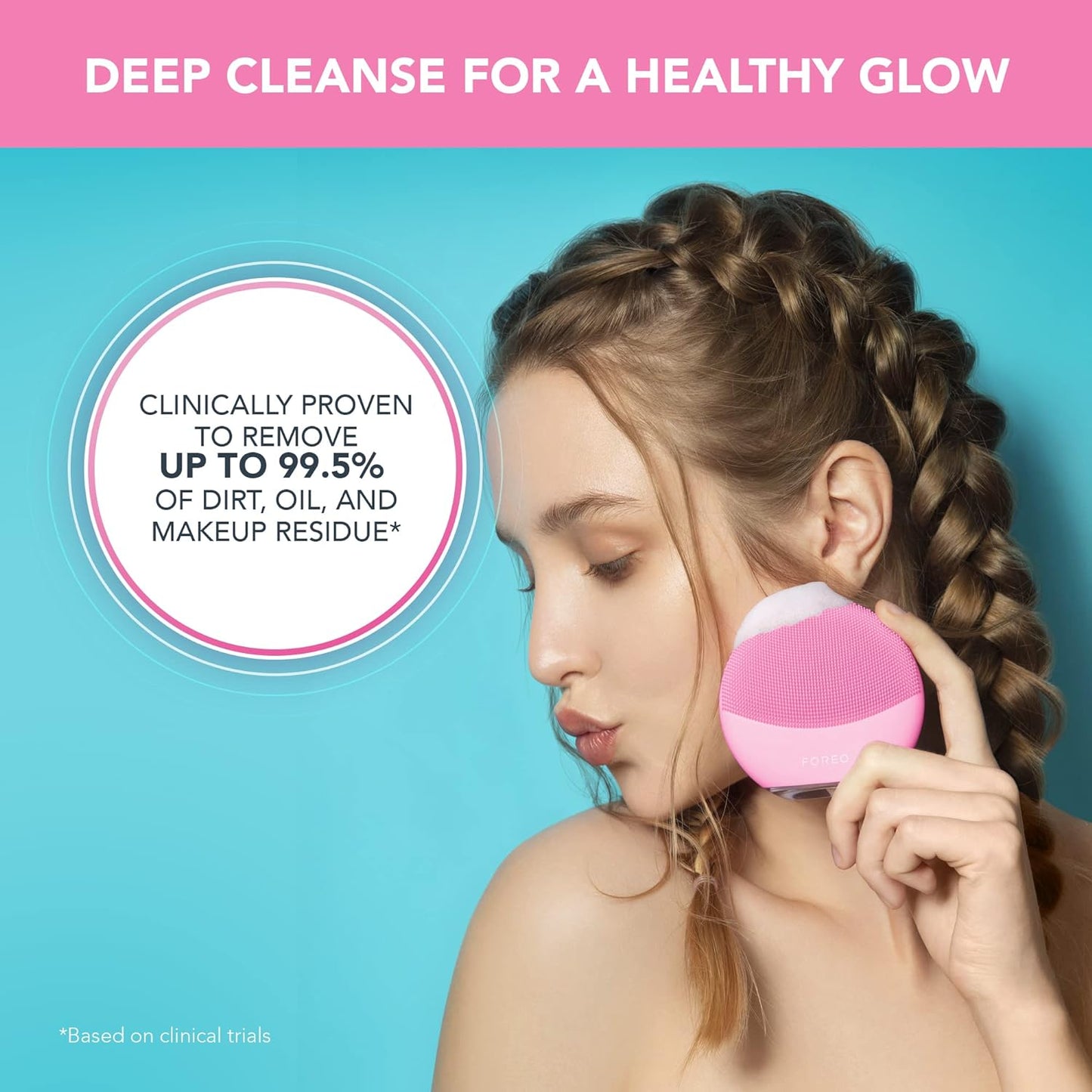Foreo Luna Mini 3 Facial Cleansing Brush - Travel Accessories - Face Massager Electric, Ultra-Hygienic Silicone - Simple Face Wash - Electric Face Cleanser - App-Connected - Pearl Pink