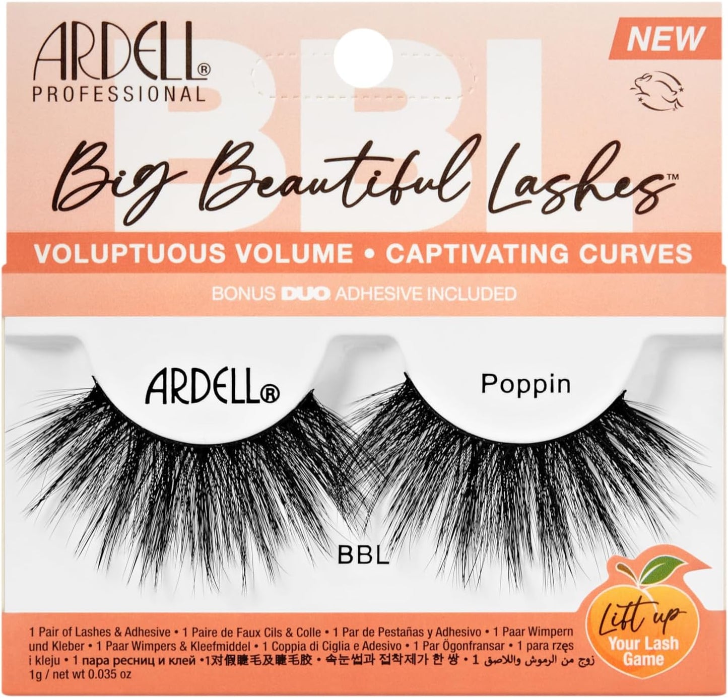 Ardell Big Beautiful Lashes Poppin False Eyelashes, Duo Adhesive Included, Maximum Volume, 23 mm Length, Vegan Friendly, 1 Pair (Pack of 1)