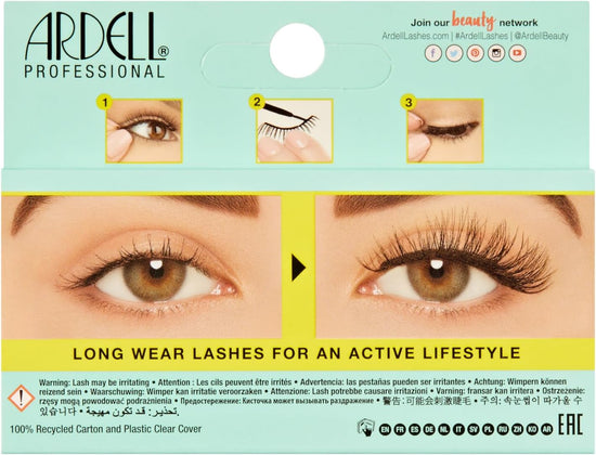 Ardell Active Lash Pump'n False Eyelashes, Water-resistant, Medium Volume and Length, Vegan Friendly, 1 Pair (Pack of 1)