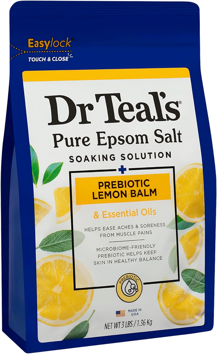 Dr Teal's Epsom Salt Soaking Solution Prebiotic Lemon Balm 1.36Kg