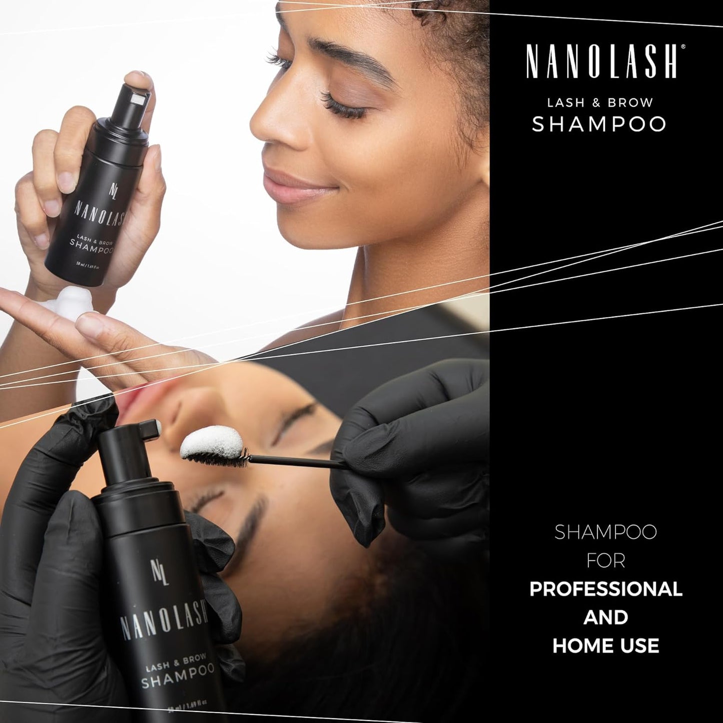 Nanolash Lash & Brow Shampoo 50 ml - cleansing shampoo for eyelashes and eyebrows, eyelash foam, eyelash extension cleanser