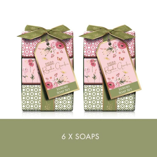 Baylis & Harding Royale Garden Rose, Poppy & Vanilla Luxury Wrapped Soaps Gift Set - Vegan Friendly