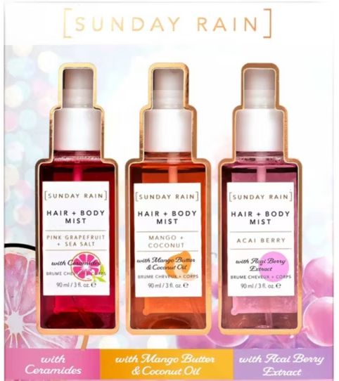 Sunday Rain Hair and Body Mist Trio