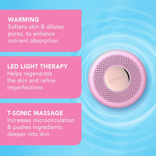 Foreo Ufo Mini Full Facial Led Mask Treatment, Red Light Therapy, Face Masks Beauty Treatment, Korean Skincare, Thermotherapy & Face Massager, Moisturiser, Increased Skin Care Absorption, Pearl Pink
