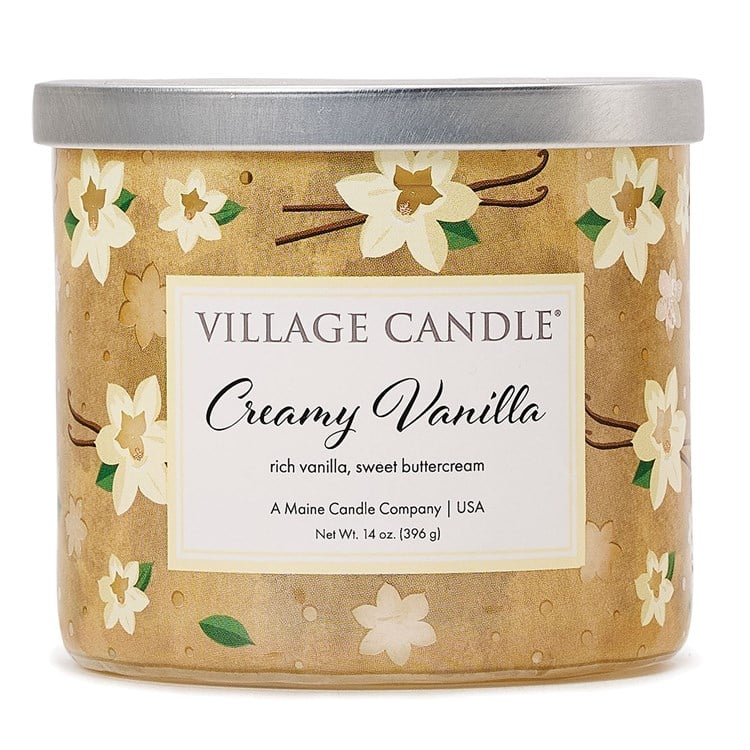 Village Candle Creamy Vanilla Luminary Bowl Silver Lid