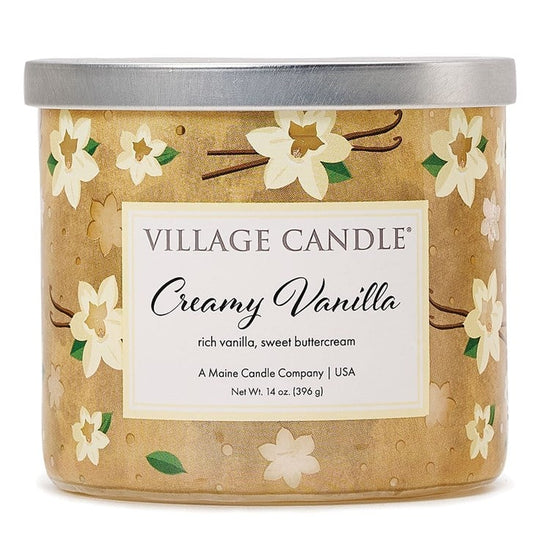 Village Candle Creamy Vanilla Luminary Bowl Silver Lid