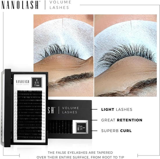 Nanolash Volume Lashes - false lashes for professional eyelash extensions, volume eyelash extensions (0.15 D, 9mm)