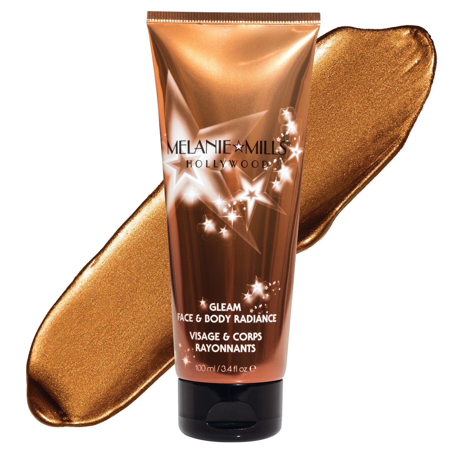 Melanie Mills Hollywood Gleam Body Radiance All In One Makeup, Moisturiser & Glow For Face & Body Deep Gold