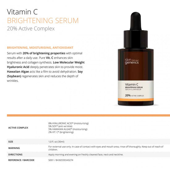Skin Generics Brightening Serum Vitamin C 20% Active Complex, 30ml