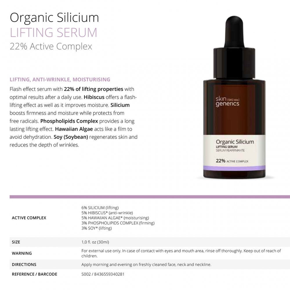 Load image into Gallery viewer, Skin Generics Lifting Serum Organic Silicium 22% Active Complex, 30ml
