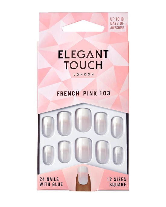 Elegant Touch French Nails Pink 103 Medium Square Shape