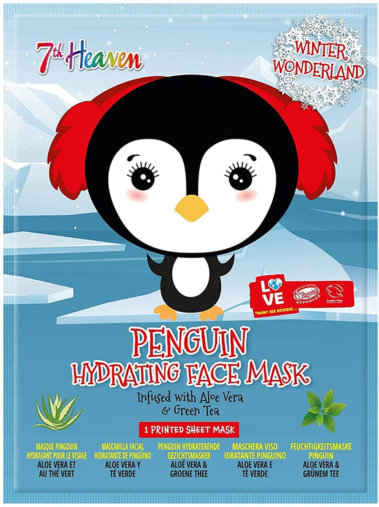 7th Heaven Winter Wonderland Penguin Facial Sheet Mask Infused with Aloe Vera and Green Tea