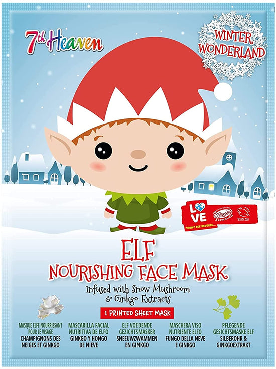 7th Heaven Winter Wonderland Elf Facial Sheet Mask Infused with Snow Mushroom and Gingko Extracts