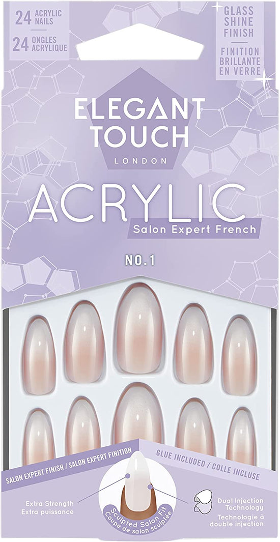 Elegant Touch Acrylic French Stiletto false nails No.01