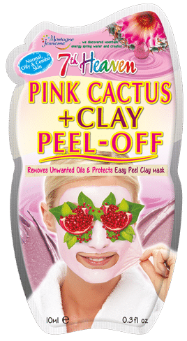 7th Heaven Pink Cactus and Clay Peel-Off Face Mask with Collected Clay and Pulped Pomegranate to Remove Unwanted Oils and Protect Skin - Ideal for Normal, Oily and Combination Skin