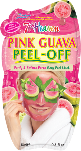 : 7th Heaven Pink Guava Easy Peel-Off Face Mask with Pressed Mangosteen and Vitamin C to Purify and Refine Pores - Ideal for Oily, Combination and Problem Skin