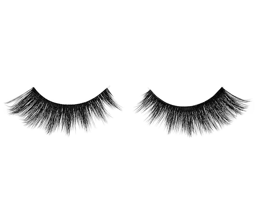 : A single pair of Ardell Faux Mink 852 showing its total volume, long length & flared lash