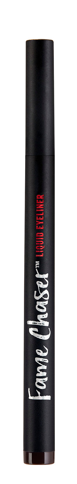 Uncapped Ardell Fame Chaser Liquid Eyeliner Espresso Classic Brown standing upright side by side with its cap