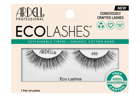  Frontview of a wall-hook ready retail pack of Ardell's Ecolashes 455 with printed text