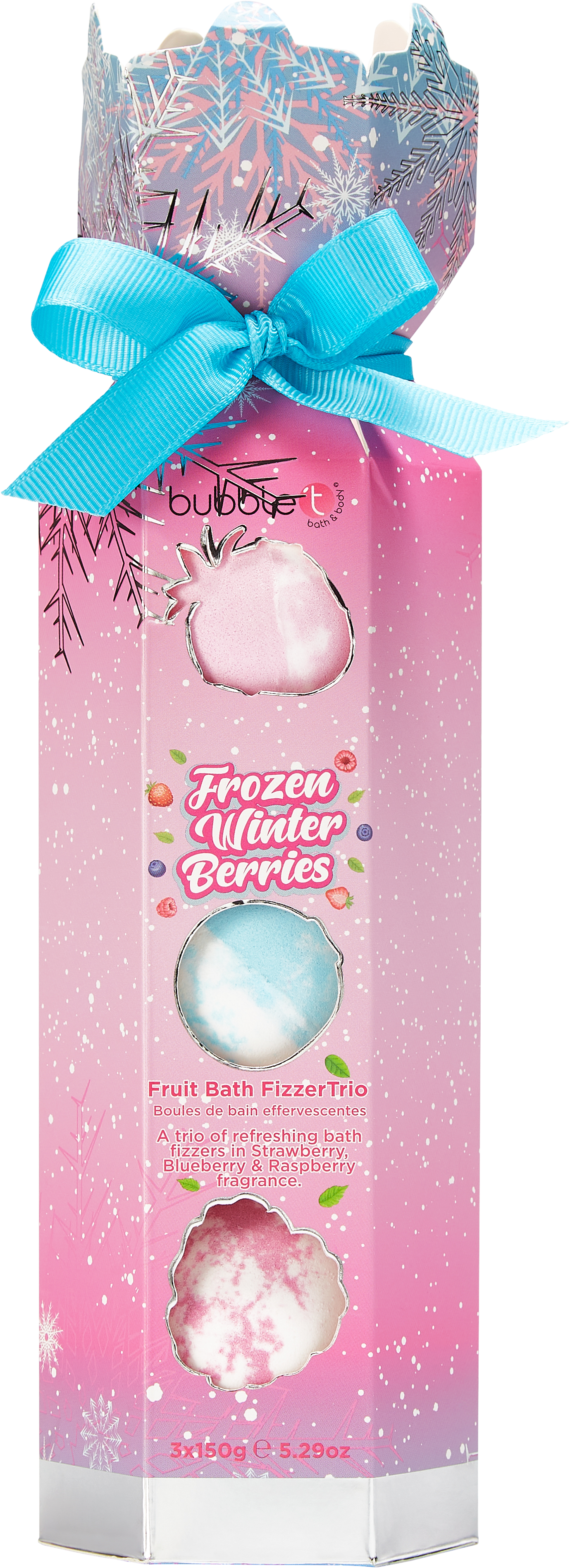 Bubble T Fruity Bath Bomb Fizzer Trio - Frozen Winter Berries (3 x 150g)
