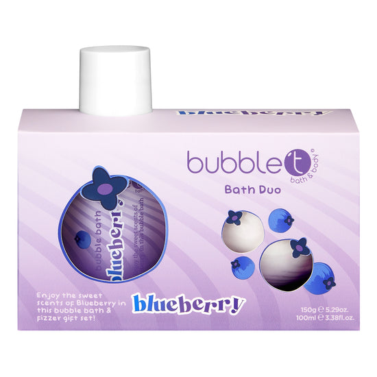 Bubble T Blueberry Bath Bomb Fizzer & Bubble Bath Duo Gift Set