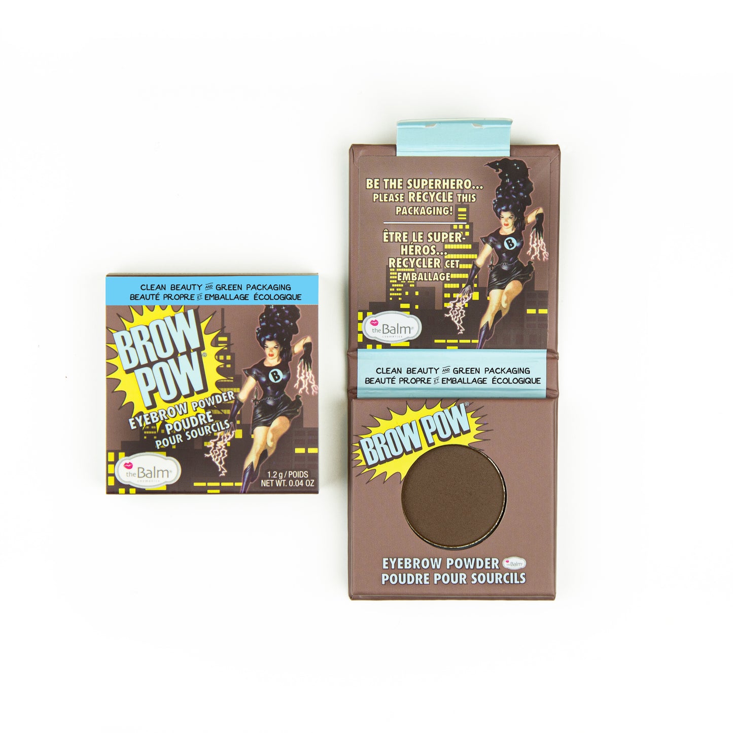 Load image into Gallery viewer, theBalm Clean and Green BROW POW® Eyebrow Powder Dark Brown 1.2g
