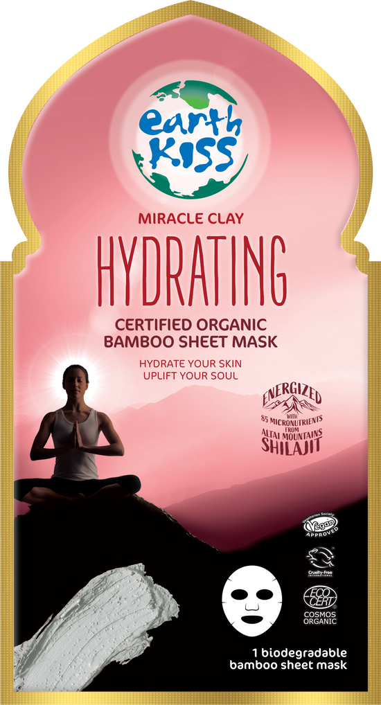 Earth Kiss Inspirations Hydrating Organic Bamboo Sheet Mask with Shilajit and Miracle Clay to Hydrate Your Skin