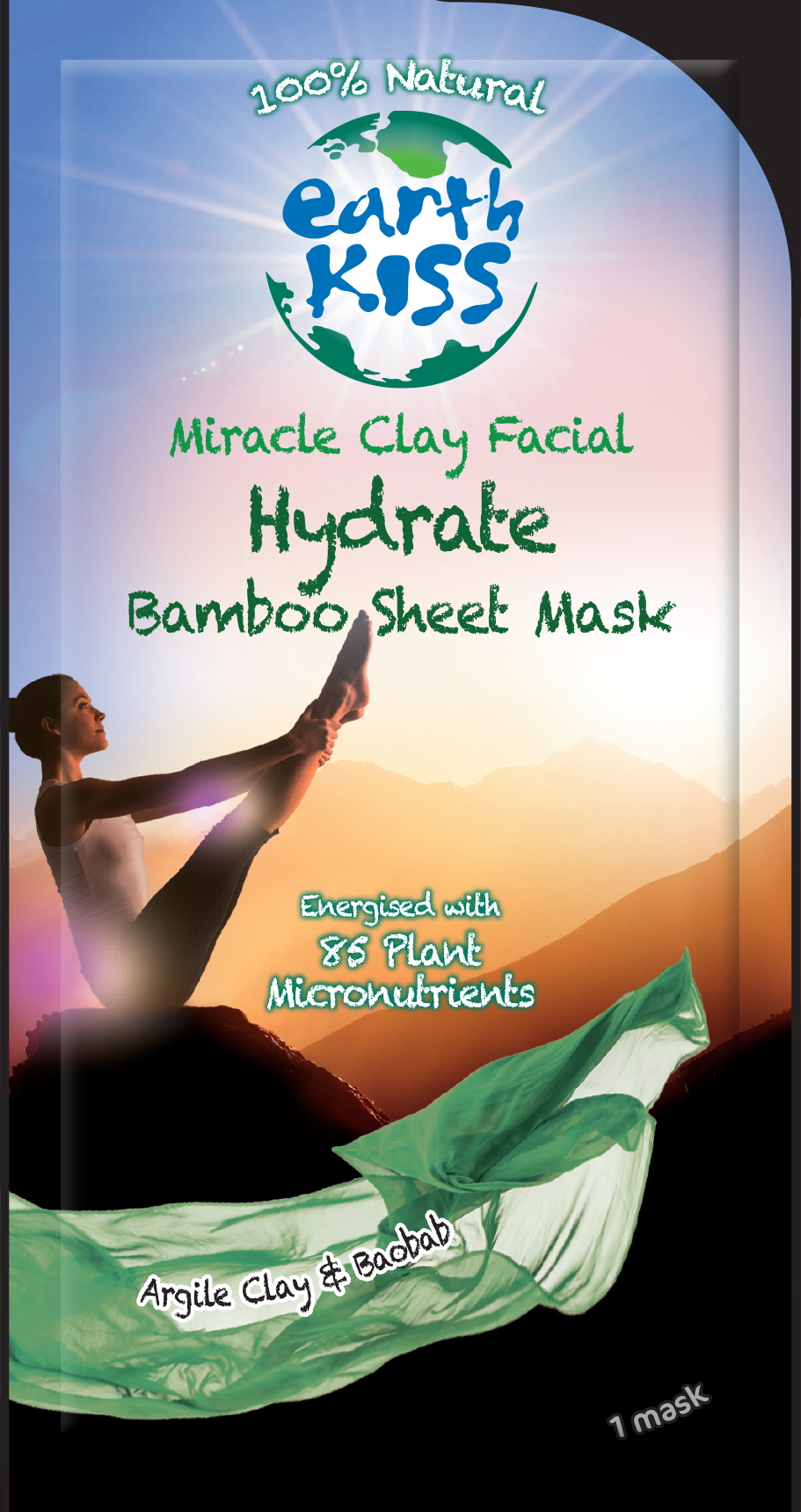 7th Heaven Earth Kiss Miracle Clay Facial Hydrate Bamboo Sheet Mask