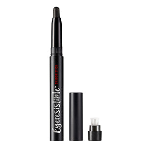 Uncapped Ardell Eyeresistible Shadow Stick Do Me Right Rustic Silver standing upright alongside its cap & sharpener