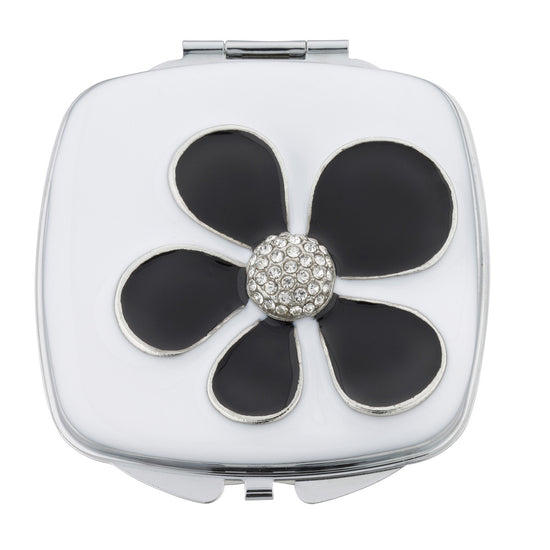 Load image into Gallery viewer, Fancy Metal Goods Black Flower Crystal Compact
