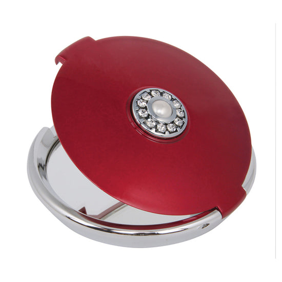 Fancy Metal Goods Pearl & Crystal Compact Round Ruby