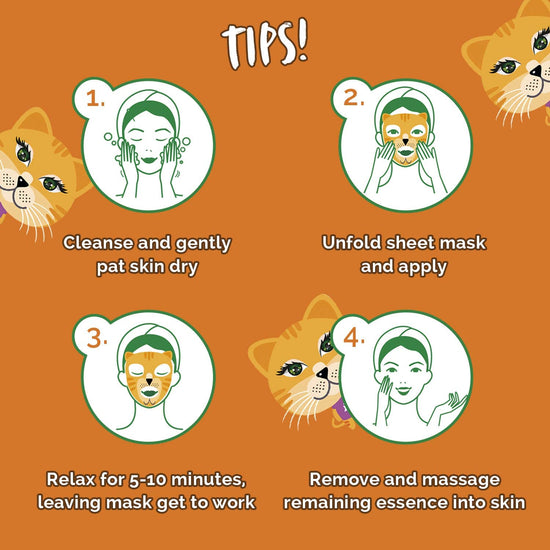 7th Heaven Kitten Face Sheet Mask with Cucumber and Aloe Vera to Soften and Hydrate Skin - Ideal for All Skin Types, Fun for Parties and Selfies (Ages 8+)