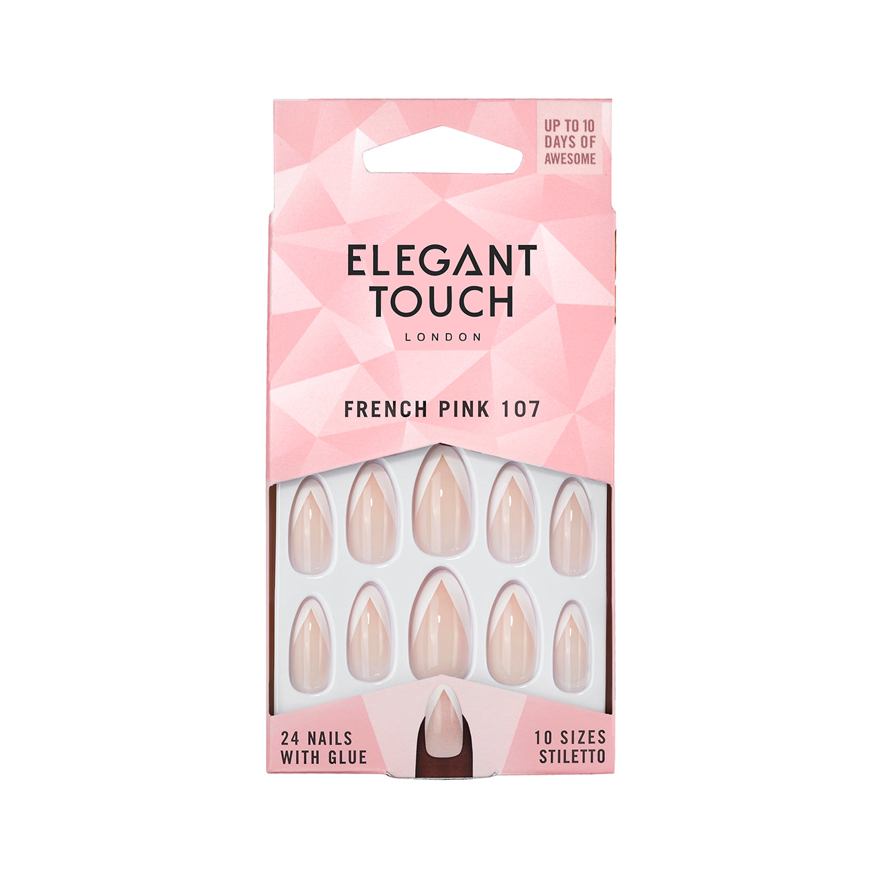 Elegant Touch Statement Stiletto French Pink Nails