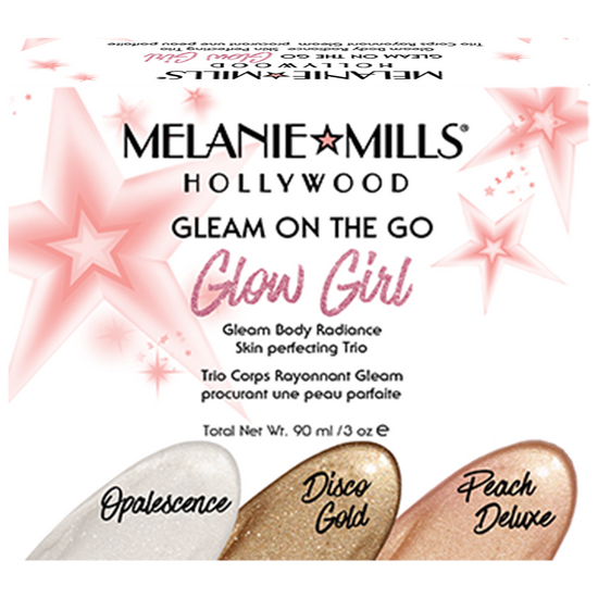 Load image into Gallery viewer, Melanie Mills Hollywood Glow Girl Gleam on the Go Body Radiance Kit

