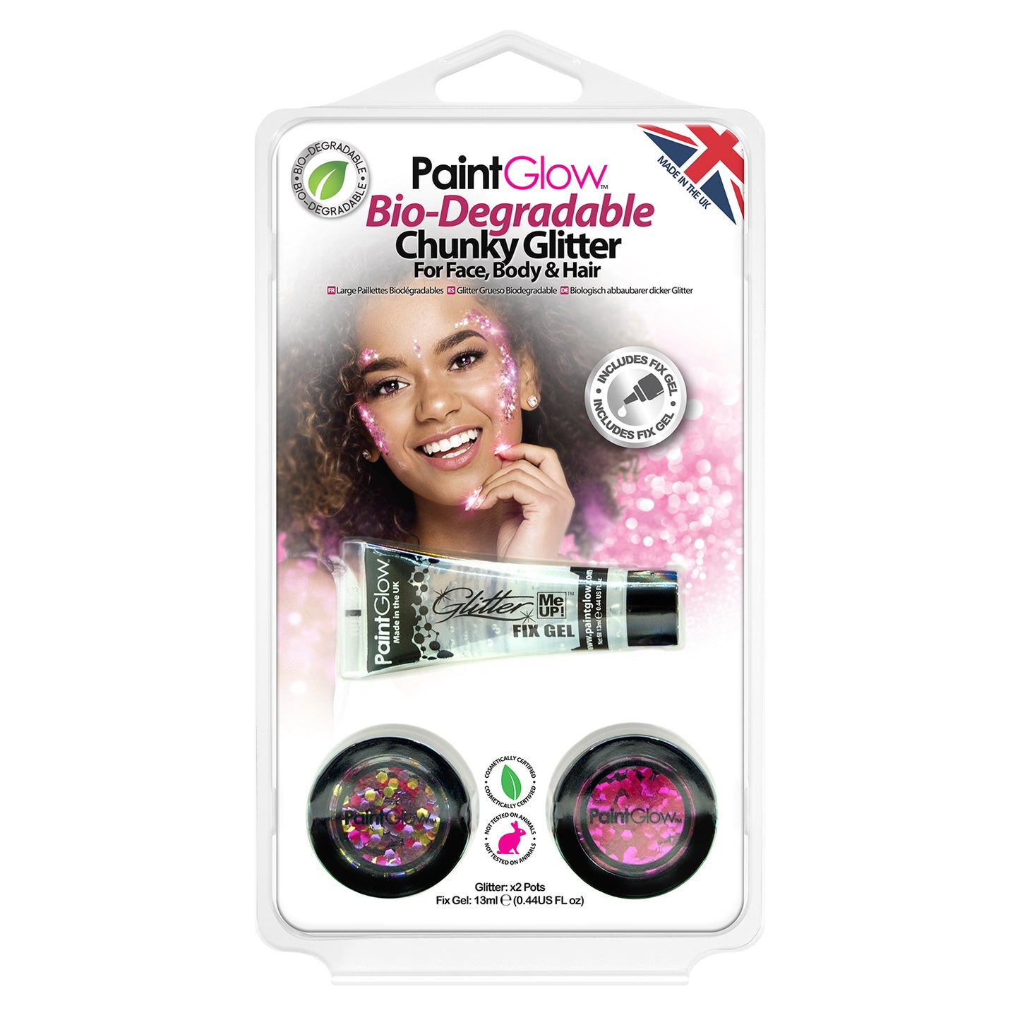 PaintGlow Bio-Degradable Chunky Glitter for Face, Body & Hair (Pack 8)