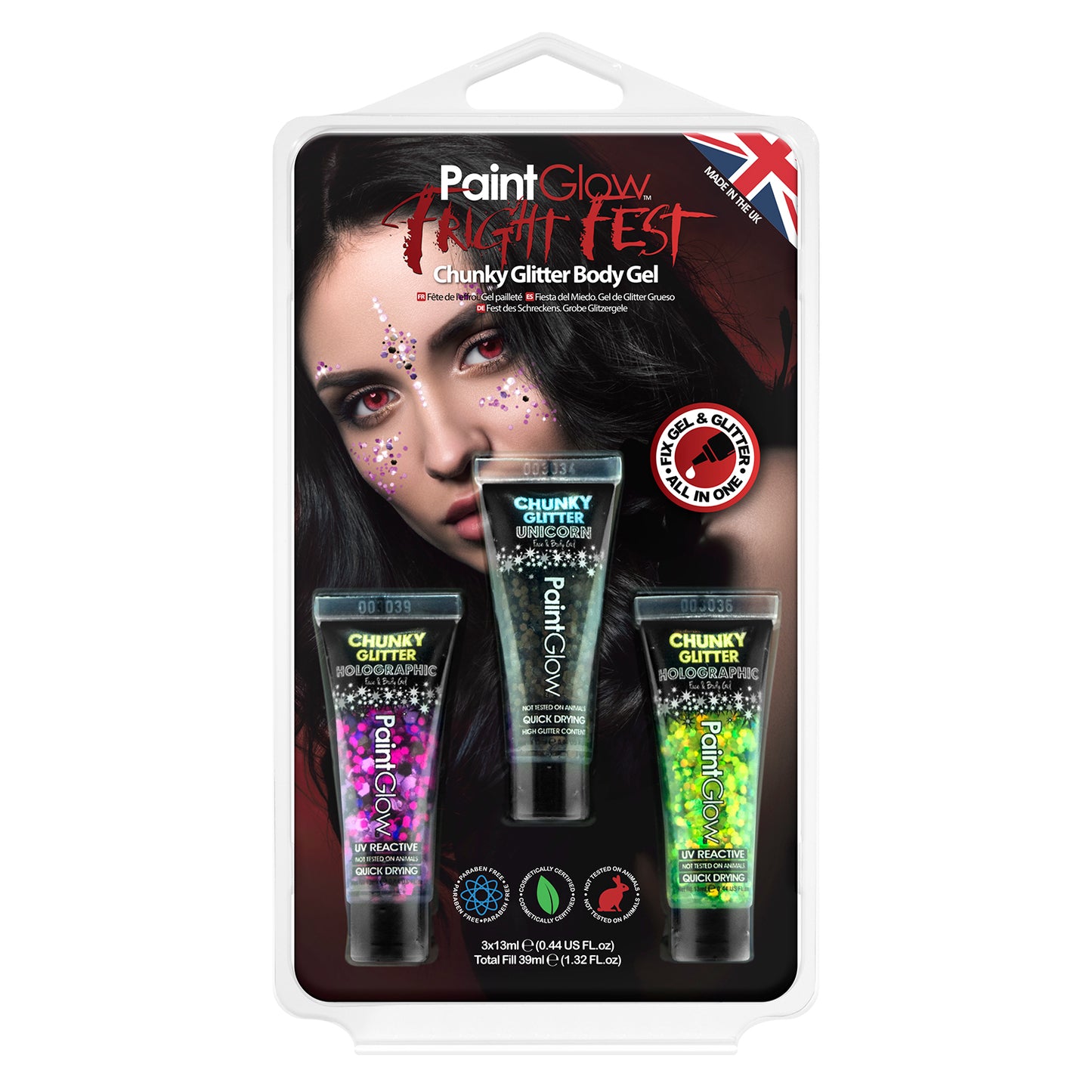 PaintGlow Fright Fest Chunky Glitter Face and Body Gels