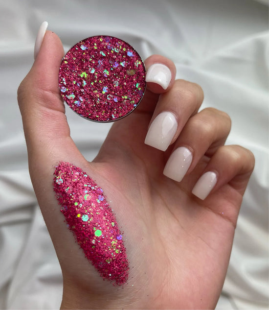 Load image into Gallery viewer, With Love Cosmetics Crushed Diamonds Pressed Glitter - Hot Pink
