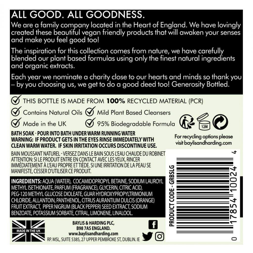 Baylis & Harding Goodness Lemongrass and Ginger Bath Soak, 500 ml