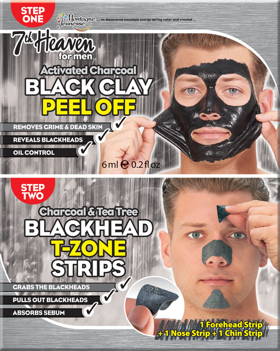 7th Heaven Men's Black Clay Peel Off / Blackhead T-Zone Strips Duo Sachets