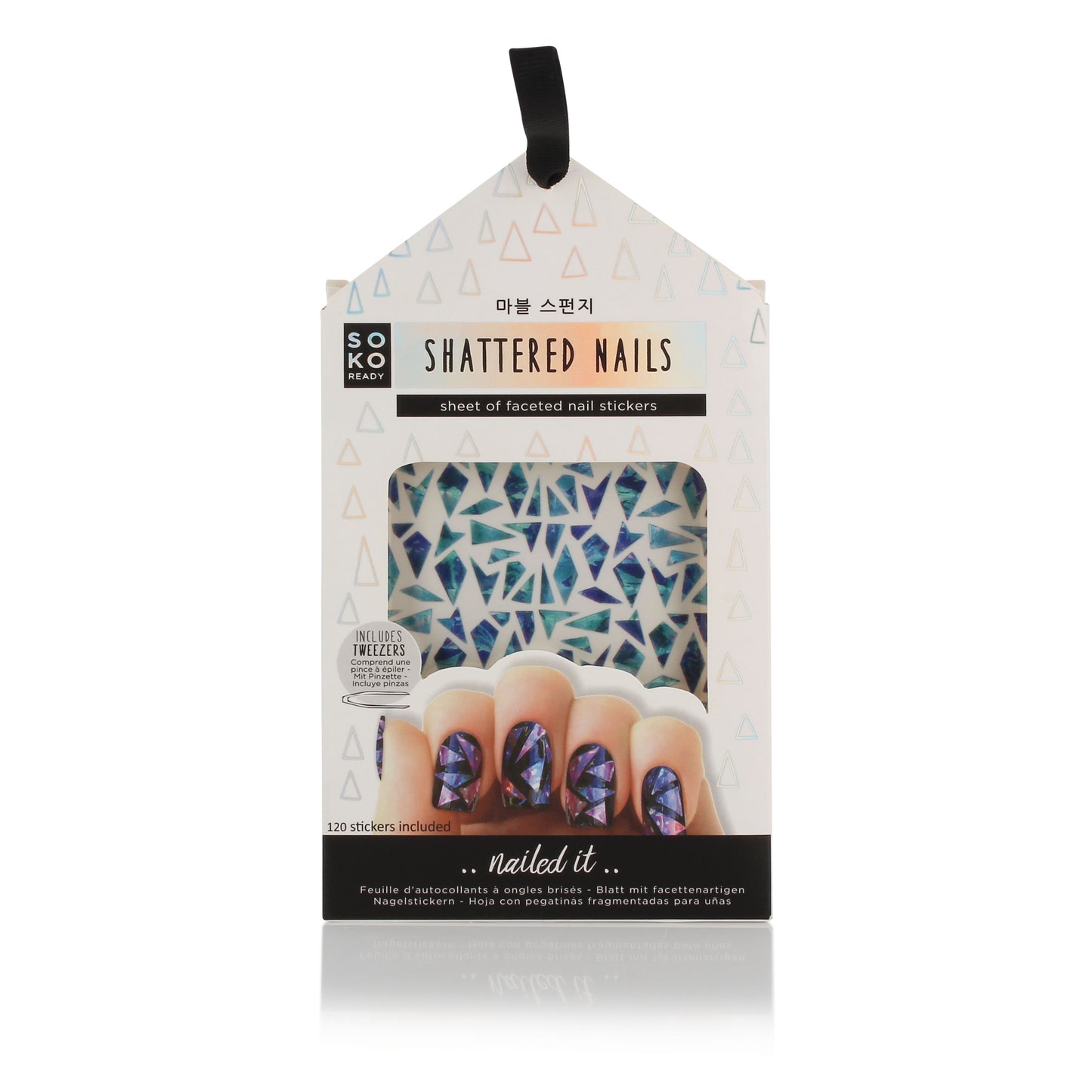 Oh K! Shattered Nails Sheet 120 Faceted Nail Stickers & Nail Tweez