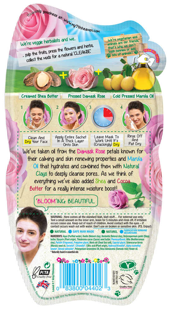 Load image into Gallery viewer,  7th Heaven Pink Rose Clay Hard Drying Mud Face Mask with Shea Butter, Damask Rose and Marula Oil to Cleanse and Hydrate Skin - Ideal for Normal, Combination and Dry Skin
