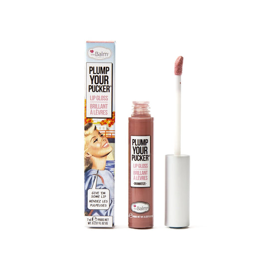 theBalm cosmetics PLUMP YOUR PUCKER® Lip Gloss Dramatize - opaque pink nude