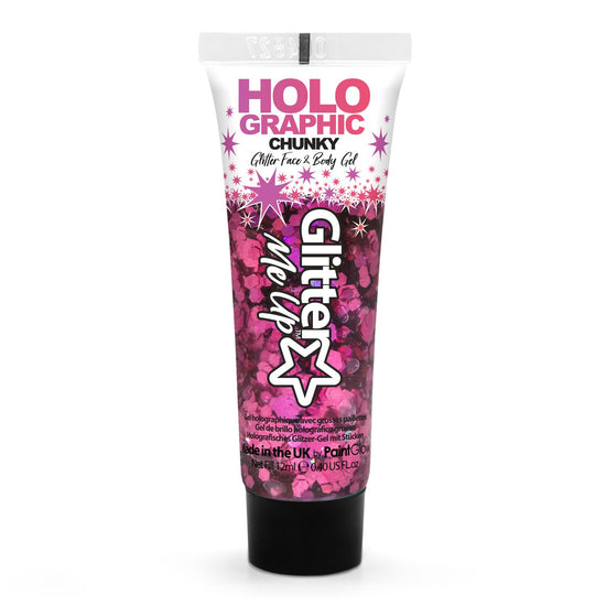 PaintGlow Holographic Chunky Glitter Gel – Vegan Cosmetic Glitter for Face, Body, Nails, Hair and Lip