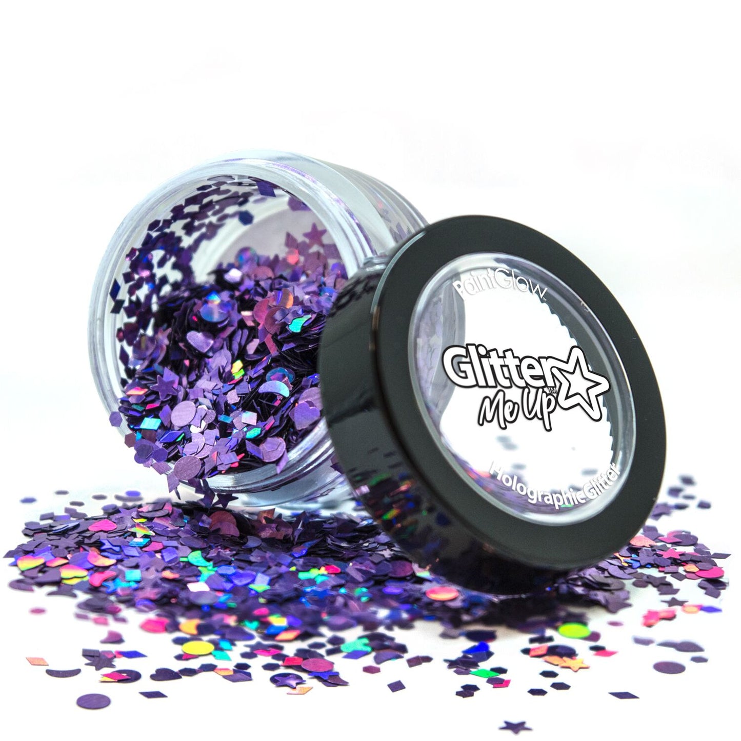 PaintGlow Holographic Chunky Glitter Shapes  – Vegan Cosmetic Glitter for Face, Body, Nails, Hair and Lip
